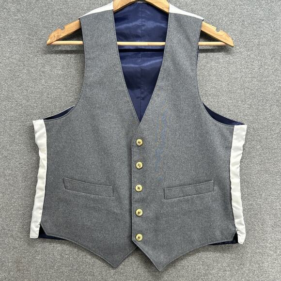 Vintage Sears Roebuck PERMA-PREST Reversible Vest Men's 42R Large Navy Blue Grey - Picture 4 of 5